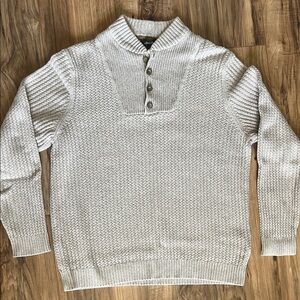 Eddie Bauer Men's Cream Button-Collar Sweater Sz M